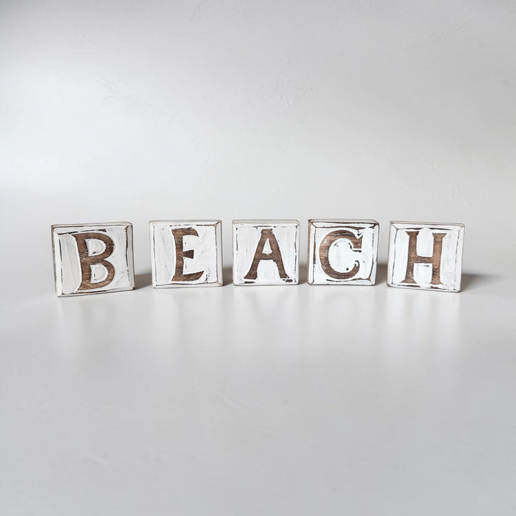 Beach Timber Letter Blocks – Coastal Decorative Word Blocks