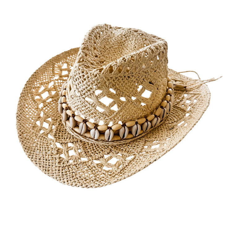 Isla Shell Raffia Cowboy Hat