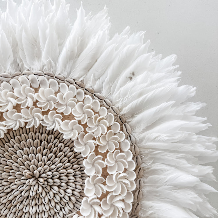 White Shell & Feather Juju Wall Hanging