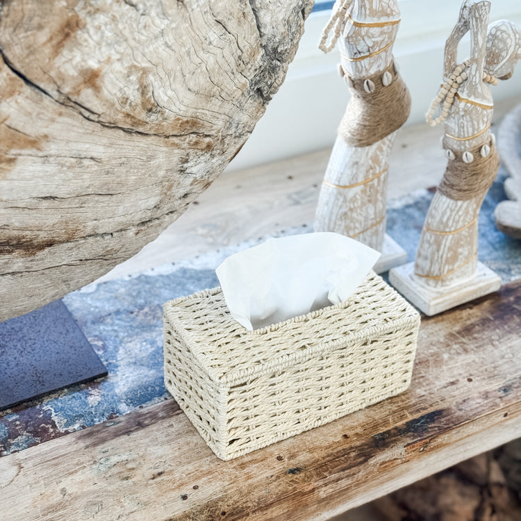 Natural Woven Rectangular Tissue Box Cover