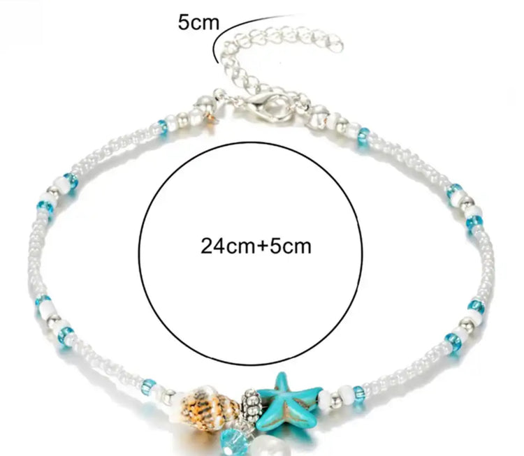 Beaded Pearl Shell Anklet | Willow & the Waves Collection