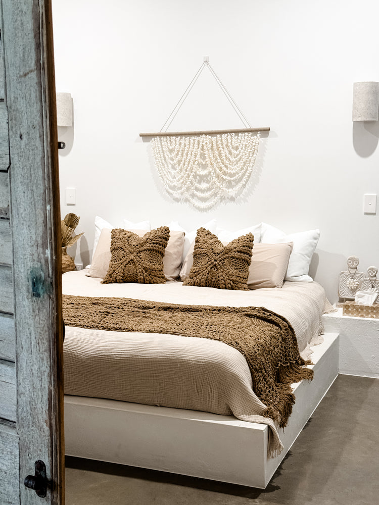 Maria Crochet Cushion Cover | Brown | 50x50cm