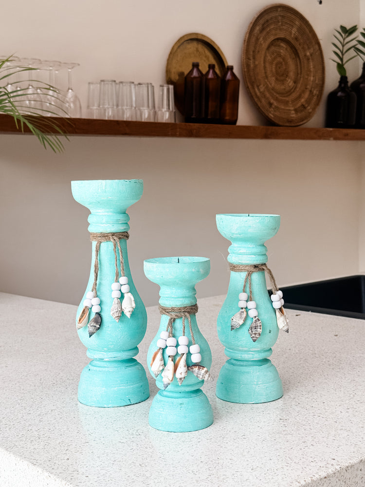 Tide Candle Holders | Aqua | Set of 3 Preorder
