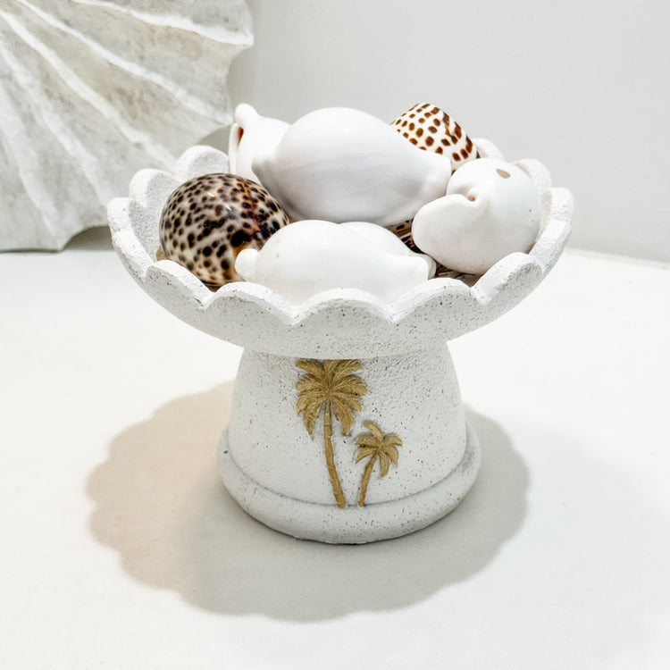 Palm Cove Scallop Pedestal Bowl