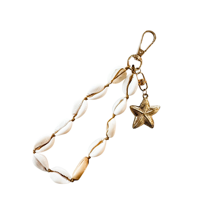 Cowrie Shell & Starfish Bag Charm Keyring