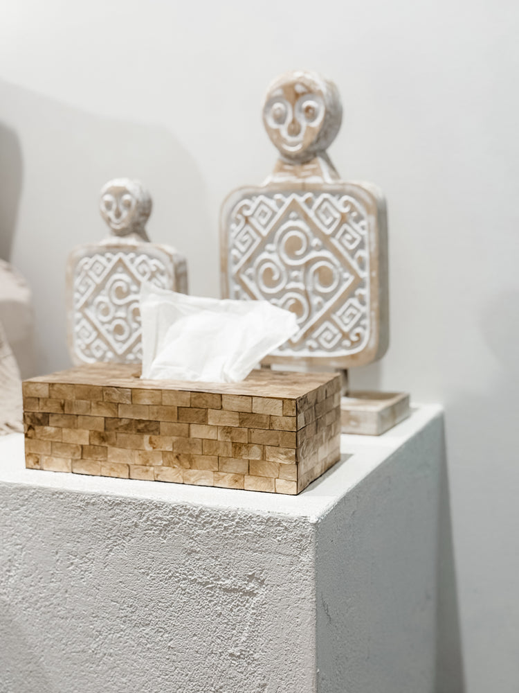 Capiz Mosaic Tissue Box | Natural