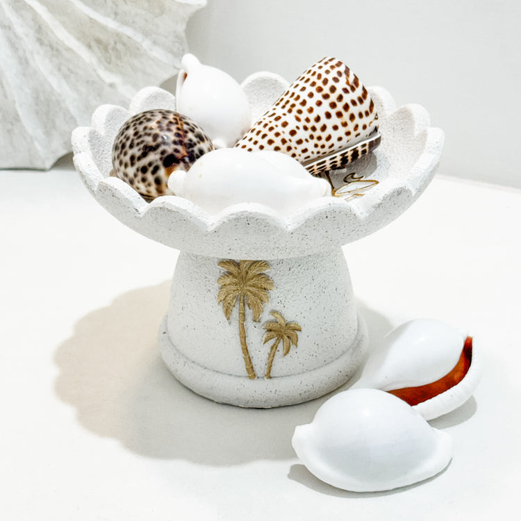 Palm Cove Scallop Pedestal Bowl