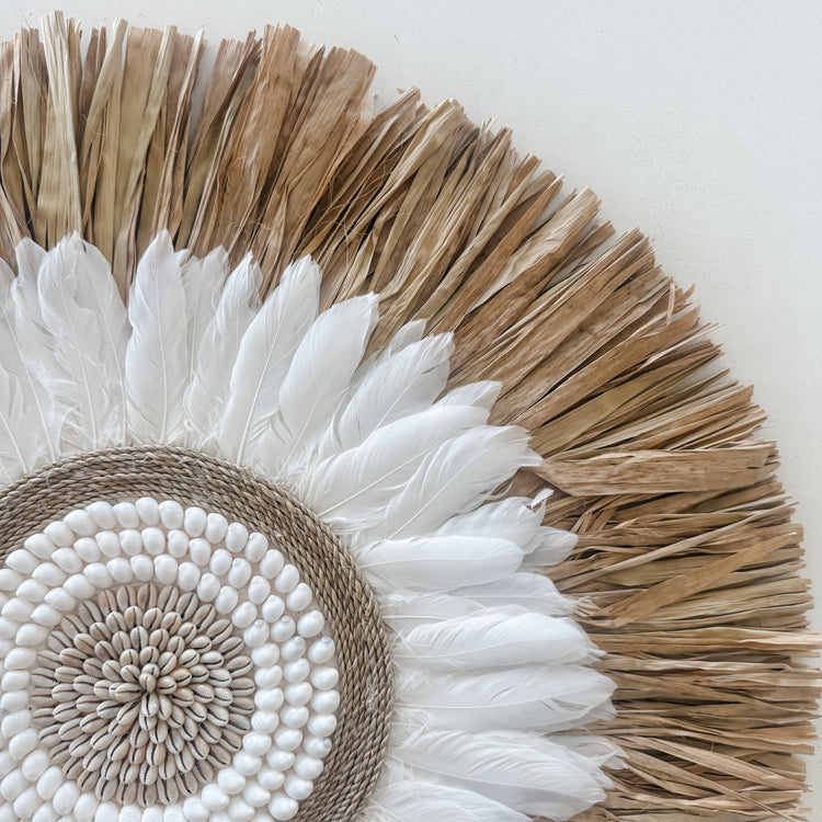 Natural & White Feather Juju Wall Hanging