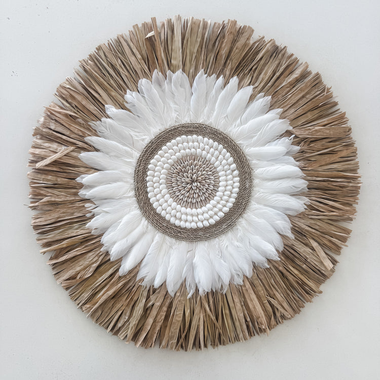Natural & White Feather Juju Wall Hanging