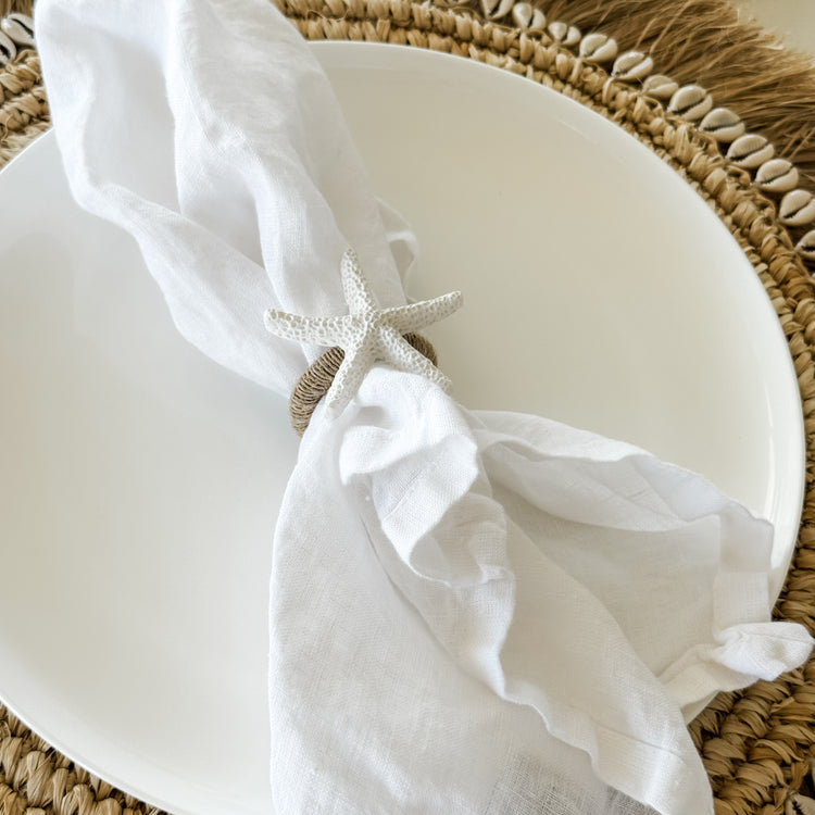 Coastal Charm Napkin Ring Set – Starfish, Seahorse & Shell (Set of 4)