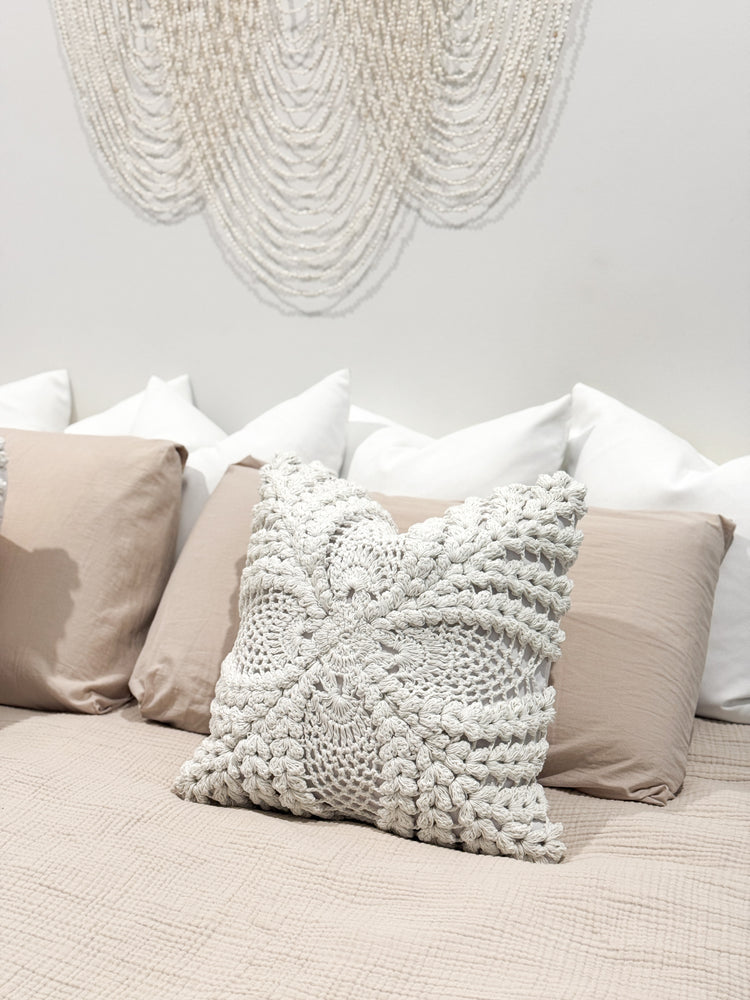 Maria Crochet Cushion Cover | White | 50x50cm