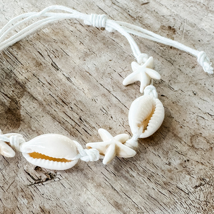 Cowrie Seastar Anklet Bracelet | Willow & the Waves Collection