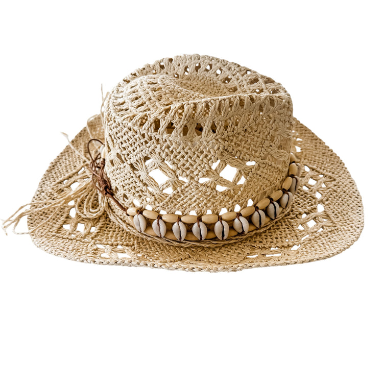 Isla Shell Raffia Cowboy Hat