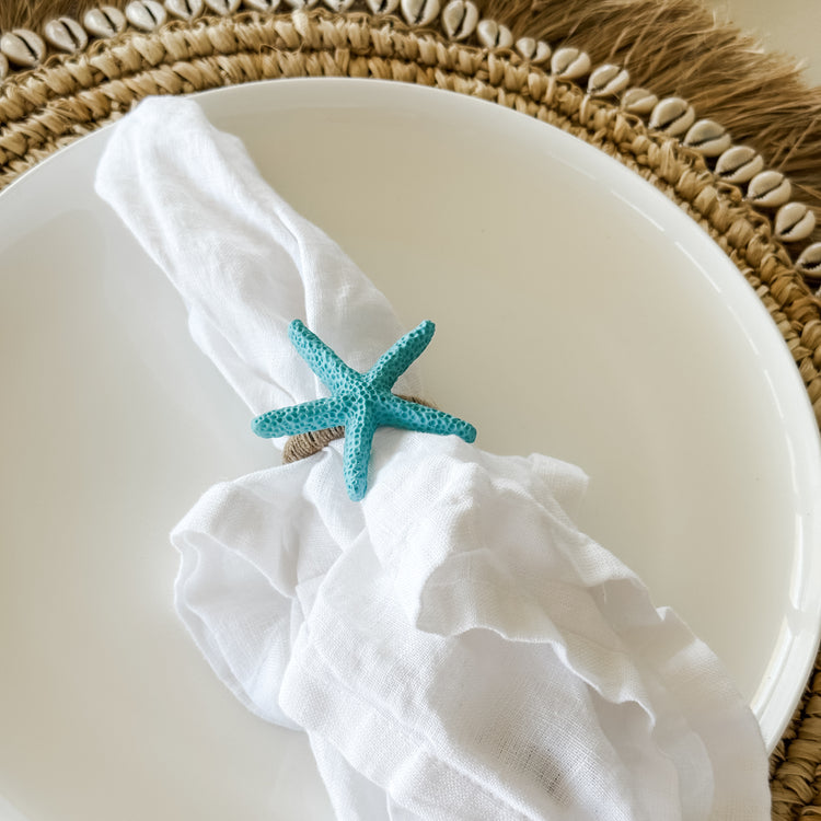 Coastal Charm Napkin Ring Set – Starfish, Seahorse & Shell (Set of 4)
