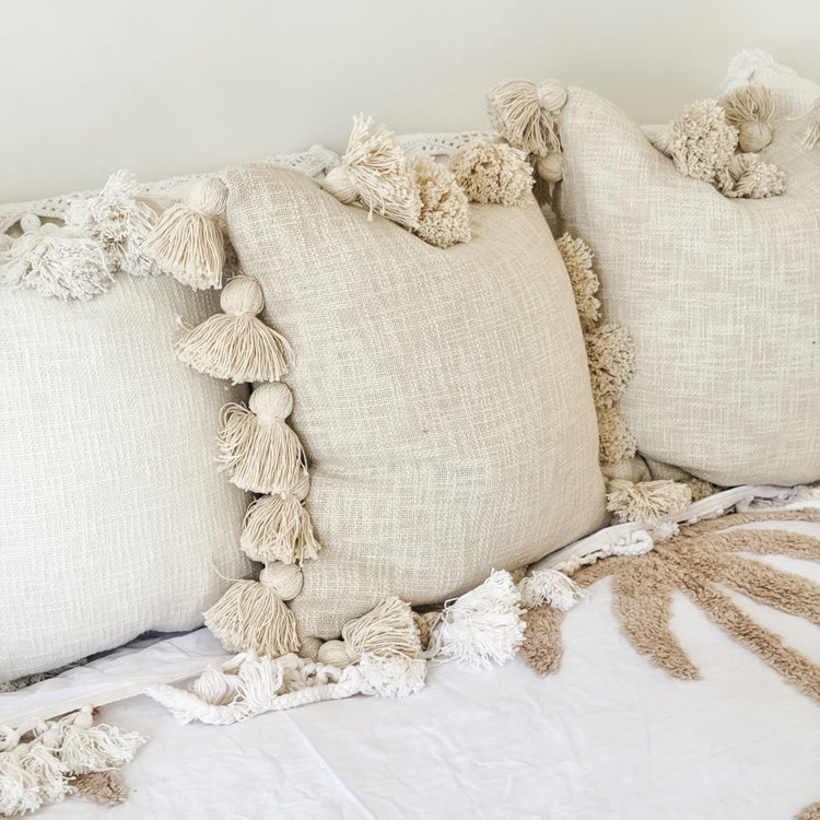 Maklak Tassel Cushion Cover – Natural | 45x45cm