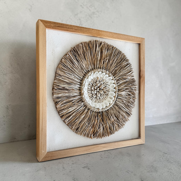 Raffia & Shell Sunburst Wall Art