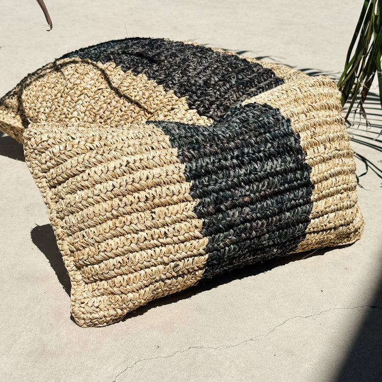 Bora Bora Raffia Cushion Cover | Natural & Black | 30x50cm