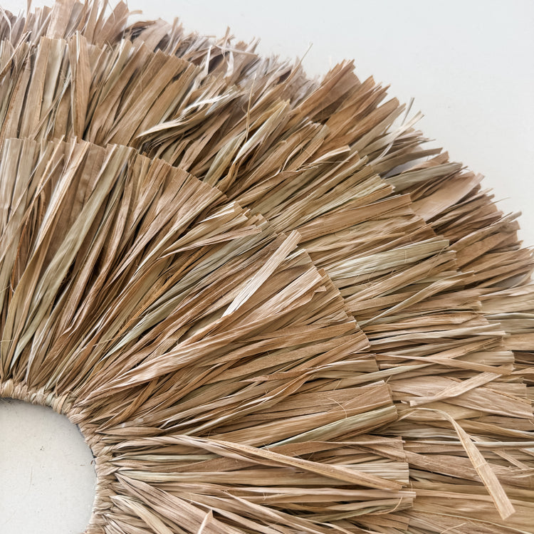 Natural Raffia Layered Wall Hanging
