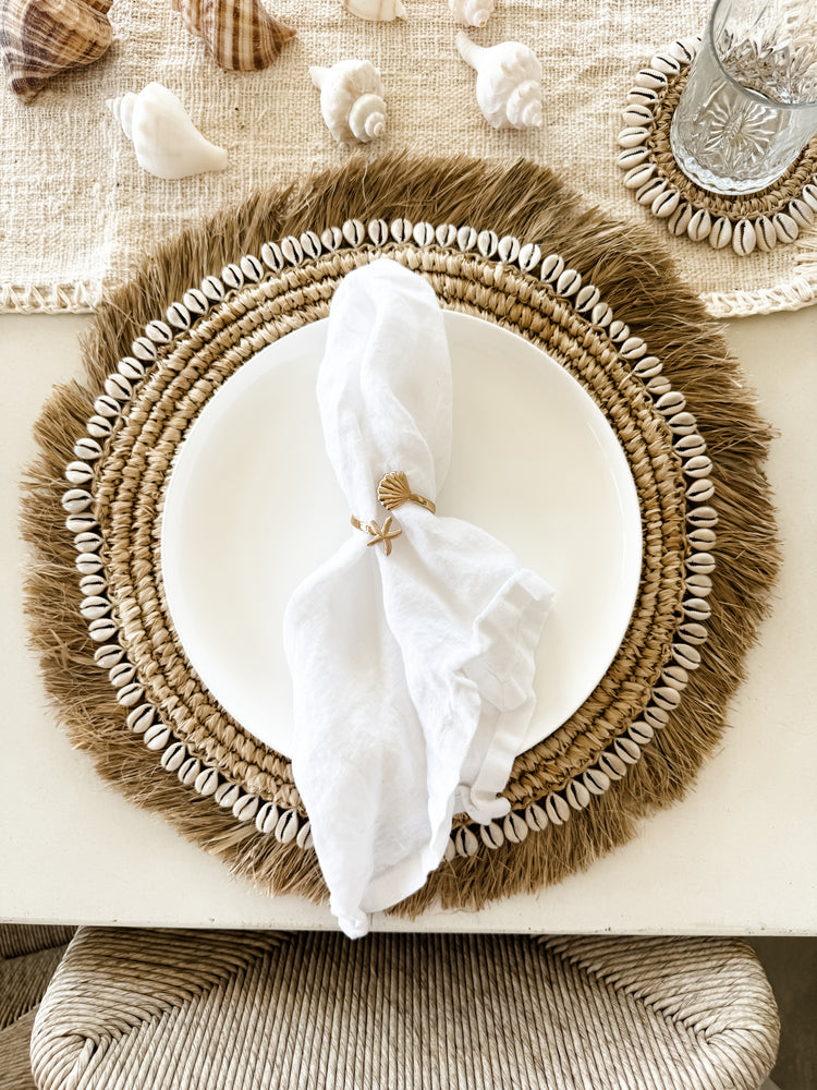 Coastal Gold Napkin Ring – Starfish & Seashell Design Preorder