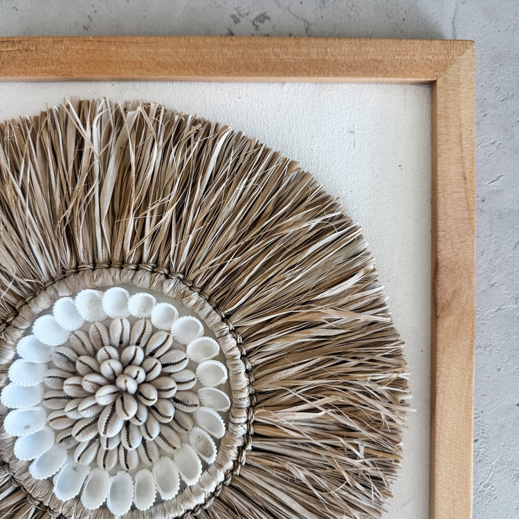 Raffia & Shell Sunburst Wall Art