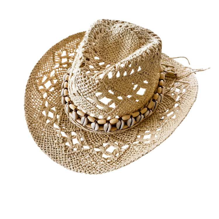 Isla Shell Raffia Cowboy Hat