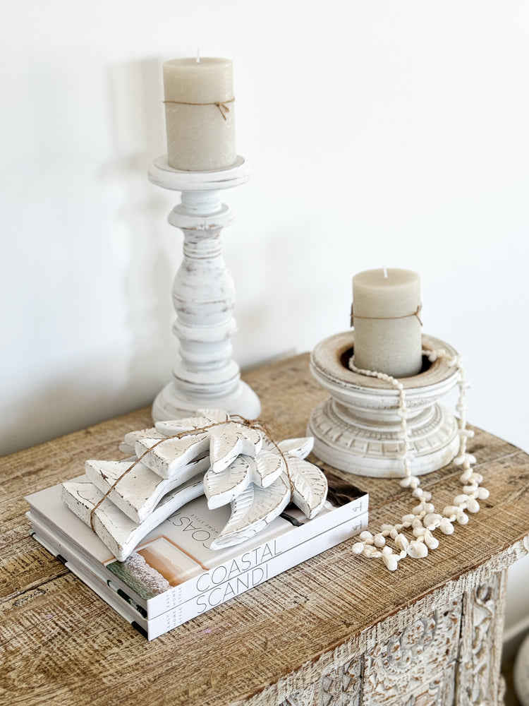 Boho Whitewash Candle Sticks