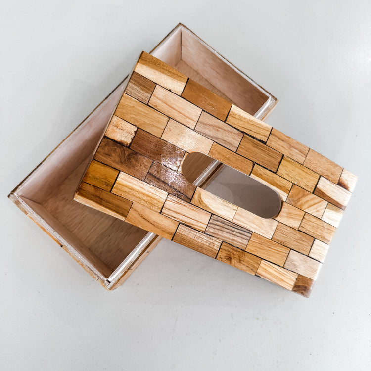 Wood Mosaic Tissue Box