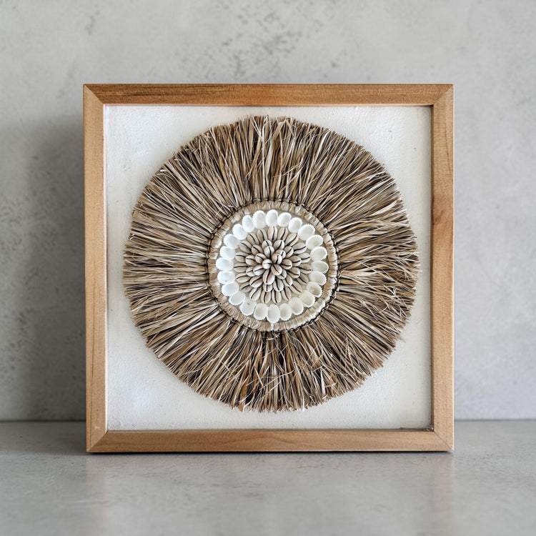 Raffia & Shell Sunburst Wall Art