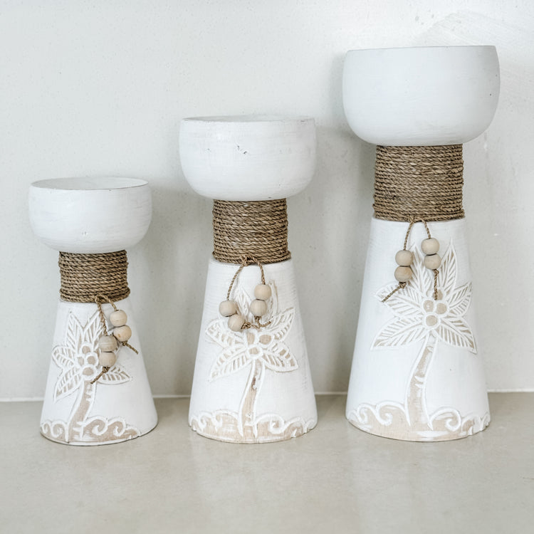 Sundara Carved Candle Holders – Set of 3