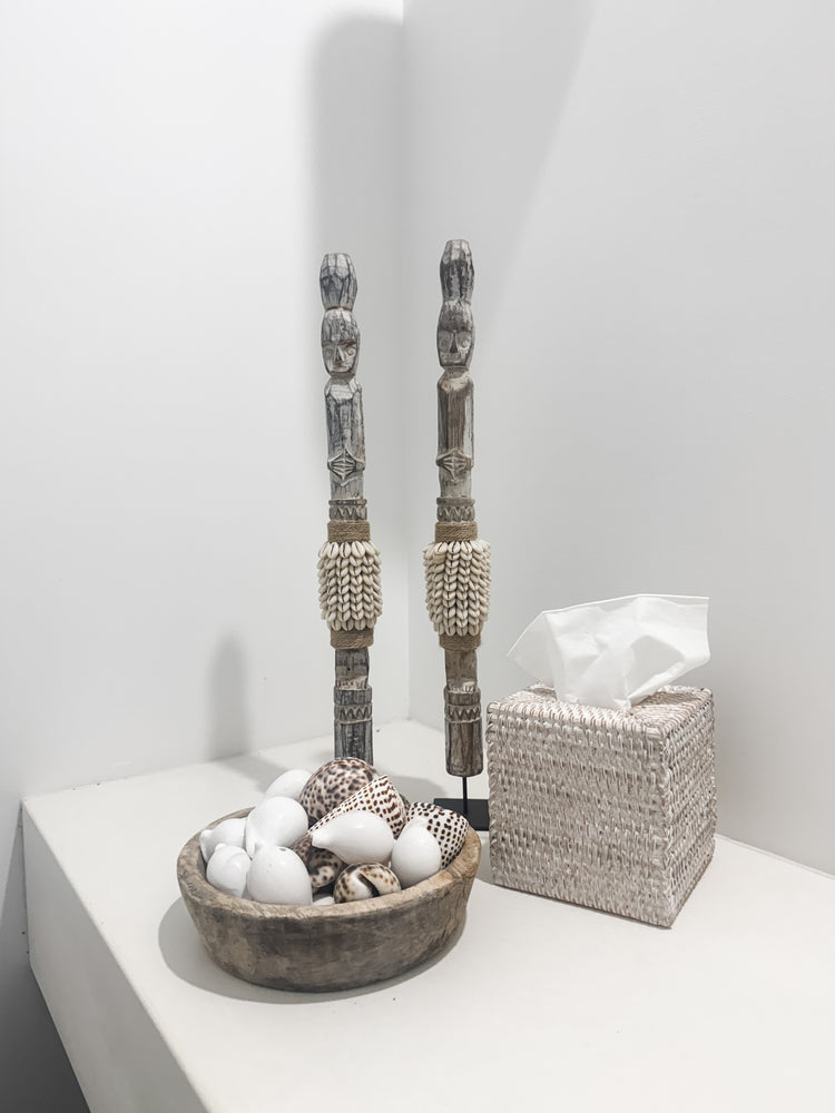 Coastal Rattan Tissue Box Cover – Whitewash Preorder