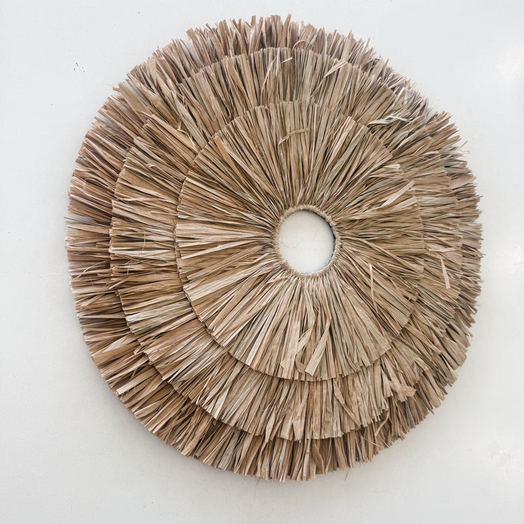Natural Raffia Layered Wall Hanging