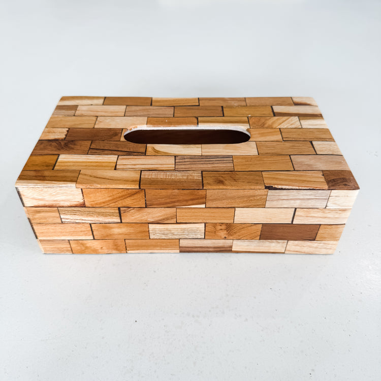 Wood Mosaic Tissue Box