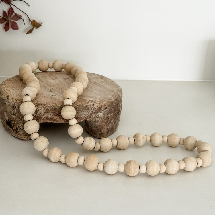 Natural Timber Bead Necklace