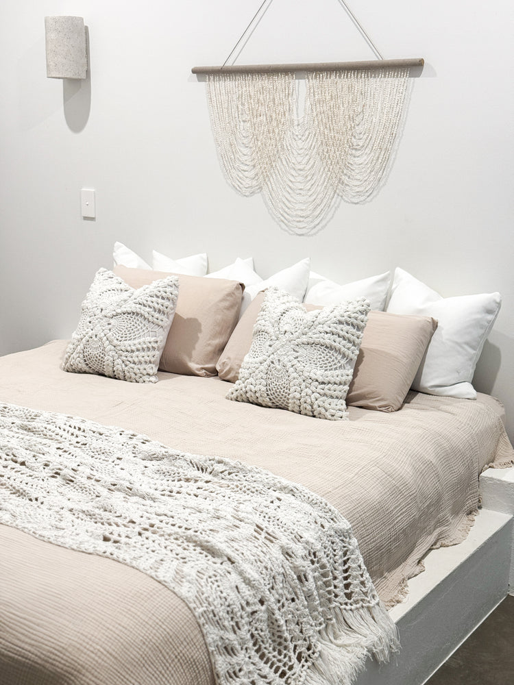 Maria Crochet Cushion Cover | White | 50x50cm