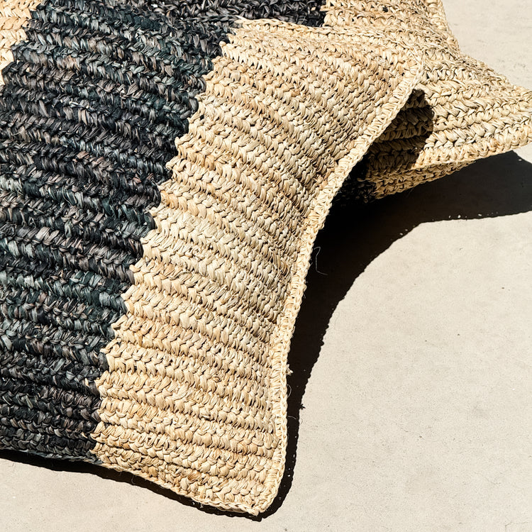 Bora Bora Raffia Cushion Cover | Natural & Black | 50x50cm