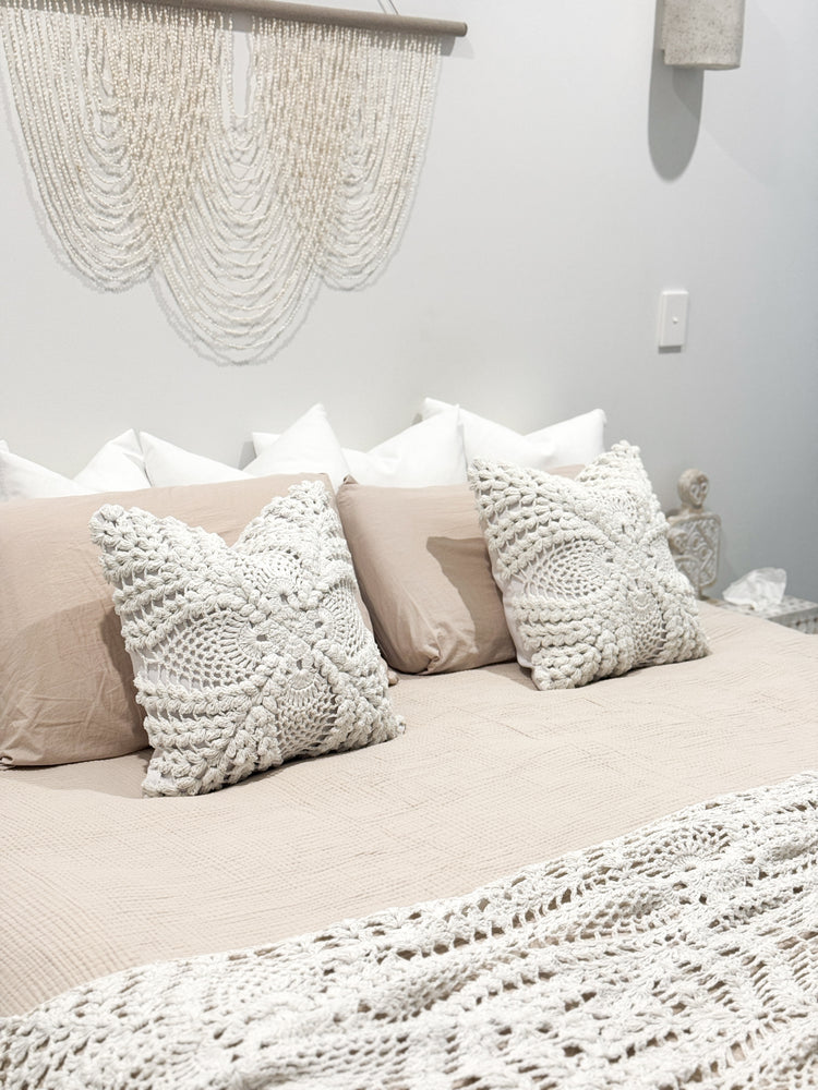 Maria Crochet Cushion Cover | White | 50x50cm