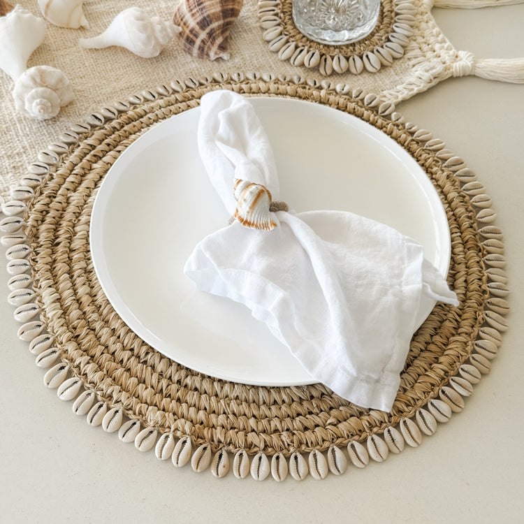 Bora Bora Raffia Placemat with Cowrie Shells