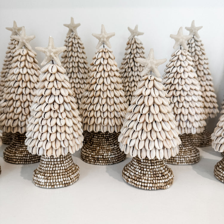 Cowrie Shell Christmas Trees – Coastal Handmade Décor (Three Sizes)