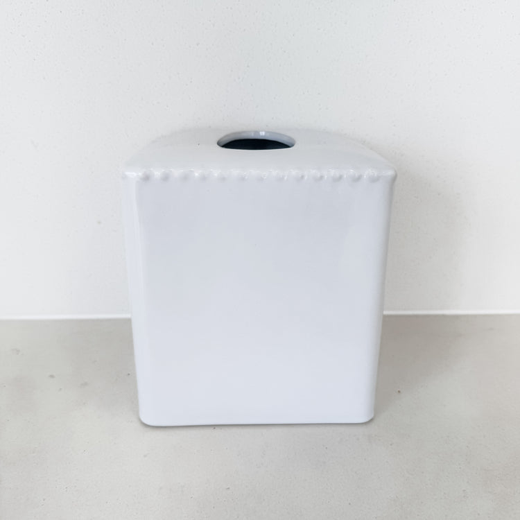 Maeve White Ceramic Tissue Box