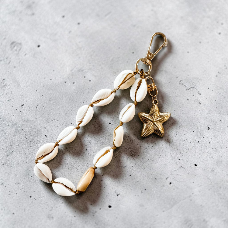 Cowrie Shell & Starfish Bag Charm Keyring