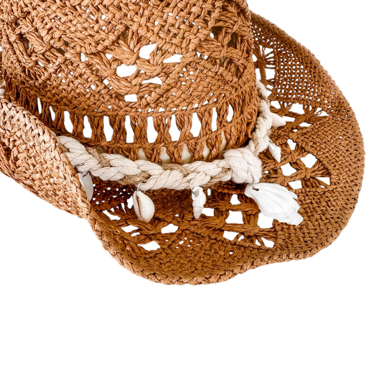 Seashell Breeze Straw Hat | Brown Preorder