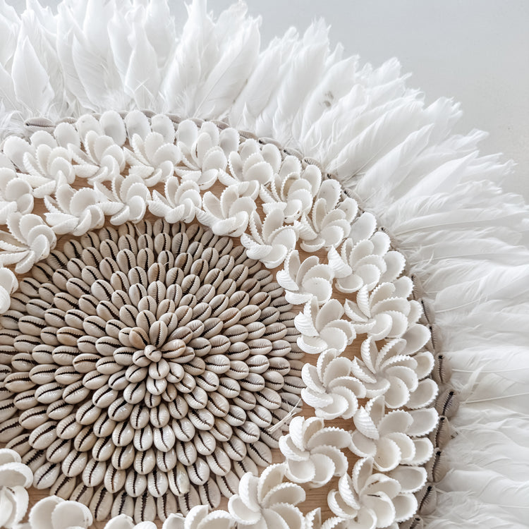 White Shell & Feather Juju Wall Hanging
