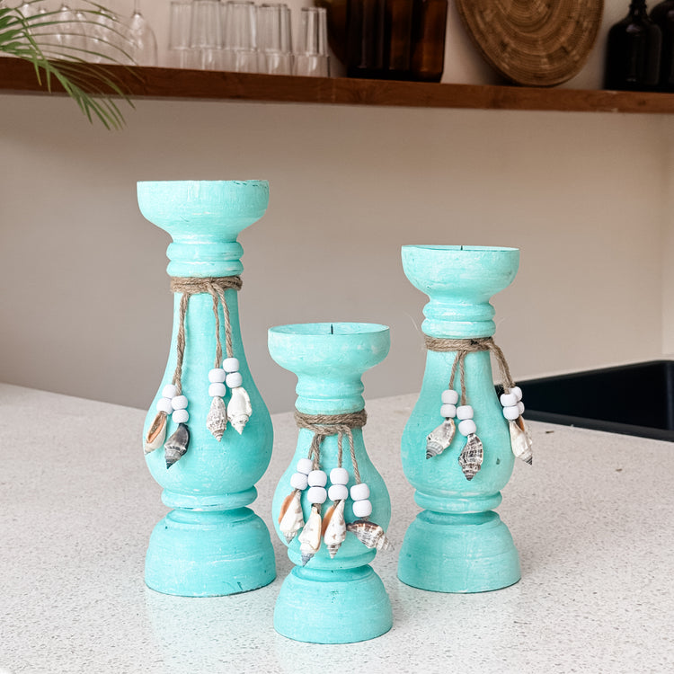Tide Candle Holders | Aqua | Set of 3 Preorder