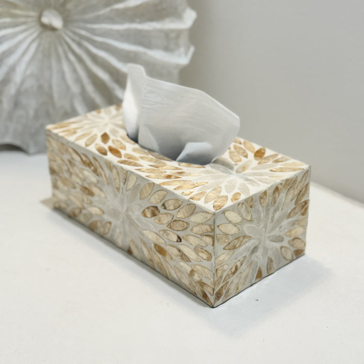 Shell Mosaic Tissue Box Cover | Floral