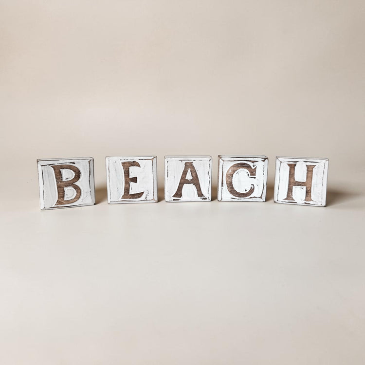 Beach Timber Letter Blocks – Coastal Decorative Word Blocks