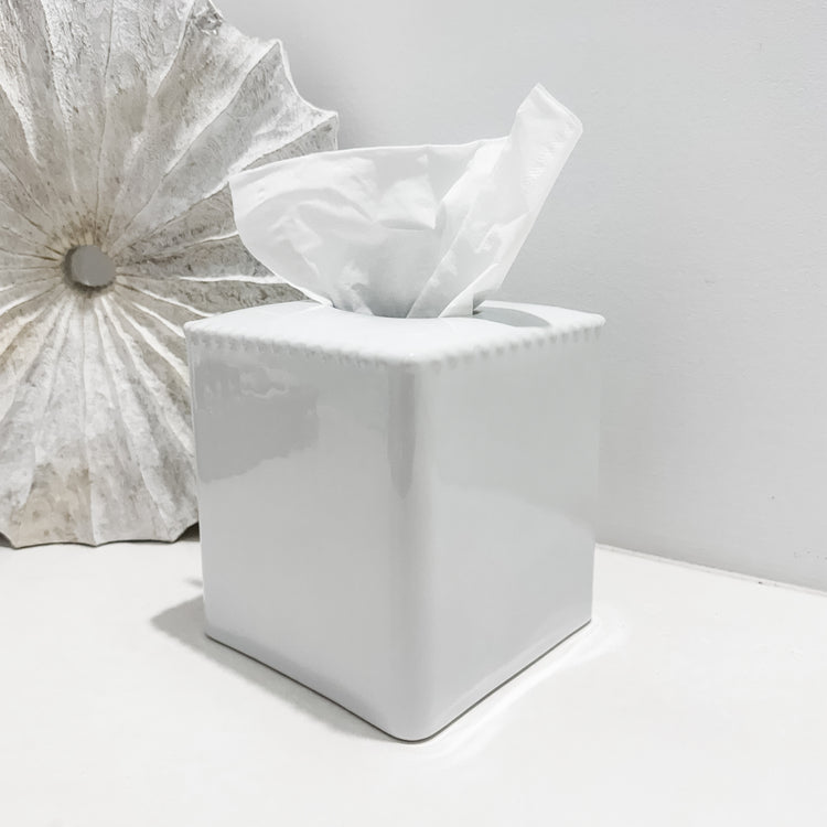 Maeve White Ceramic Tissue Box
