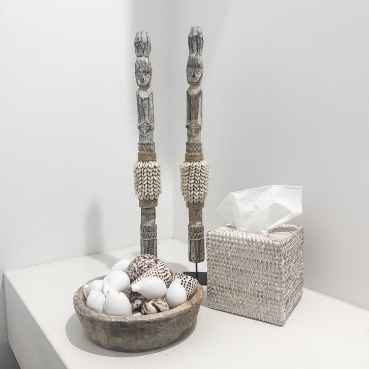 Coastal Rattan Tissue Box Cover – Whitewash Preorder