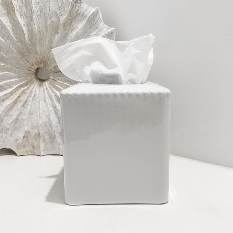 Maeve White Ceramic Tissue Box