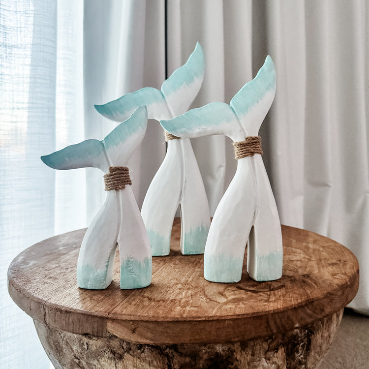Coastal Whale Tail Decor – Aqua