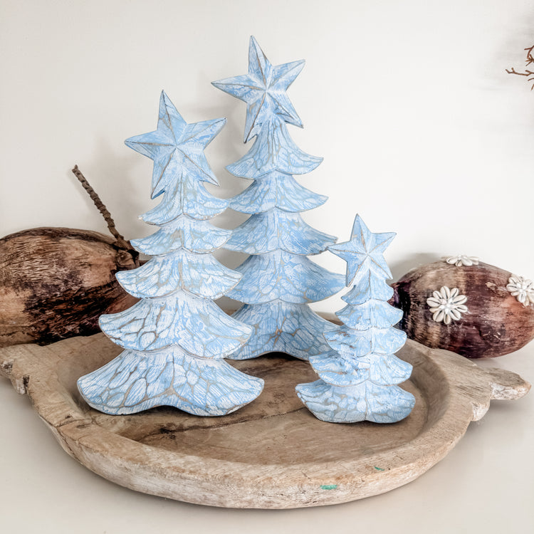 Ice Blue Coastal Christmas Tree Trio – Limited Edition
